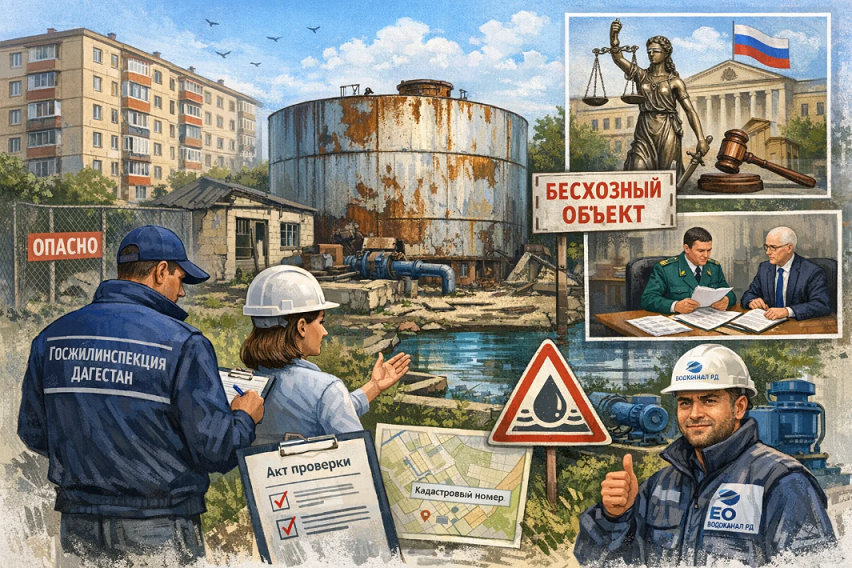Госжилинспекция Дагестана добивается постановки на учет бесхозяйного резервуара с водой в Каспийске